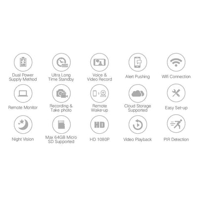 1080P Solar Wifi Battery Camera With Motion Detection & Night Vision - 32Gb Sd Card Support