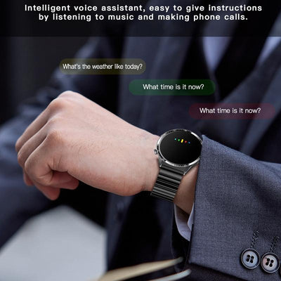 1.35 Inch Smart Watch Bluetooth Calls Health Monitoring 150+ Sports Black - Black Brown Leather