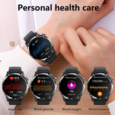 1.35 Inch Smart Watch Bluetooth Calls Health Monitoring 150+ Sports Black - Black Brown Leather