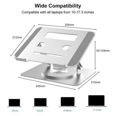 Adjustable Laptop Stand - Portable Aluminum 360 Degree Rotation