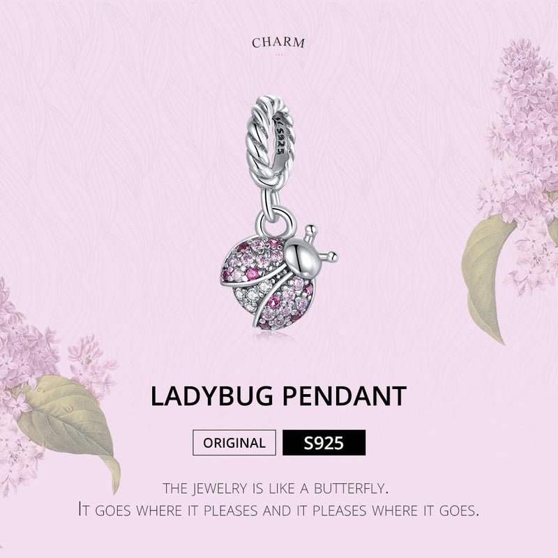 925 Sterling Silver Ladybug Pendant For Bracelets & Necklaces