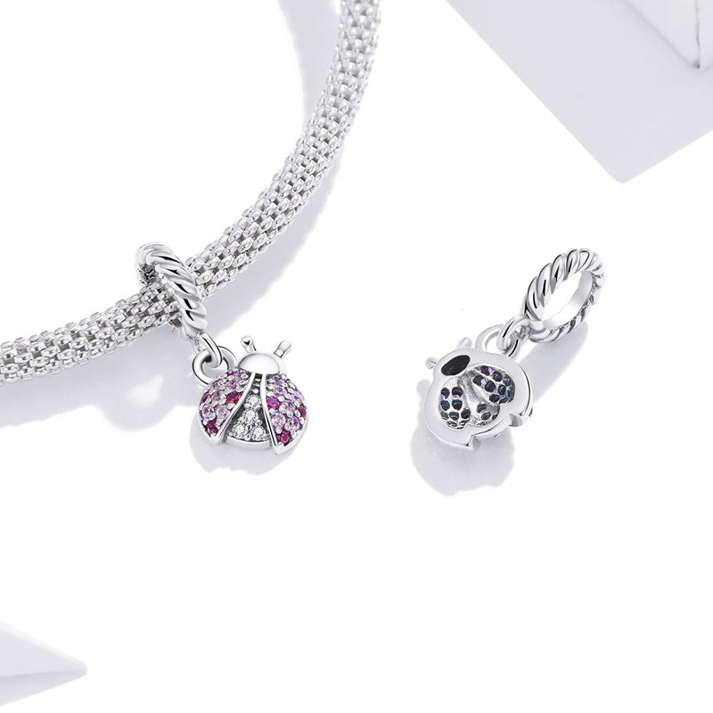 925 Sterling Silver Ladybug Pendant For Bracelets & Necklaces