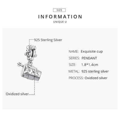 925 Sterling Silver Glass Pendant For Diy Bracelets & Necklaces