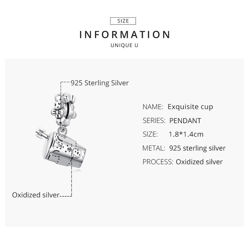 925 Sterling Silver Glass Pendant For Diy Bracelets & Necklaces