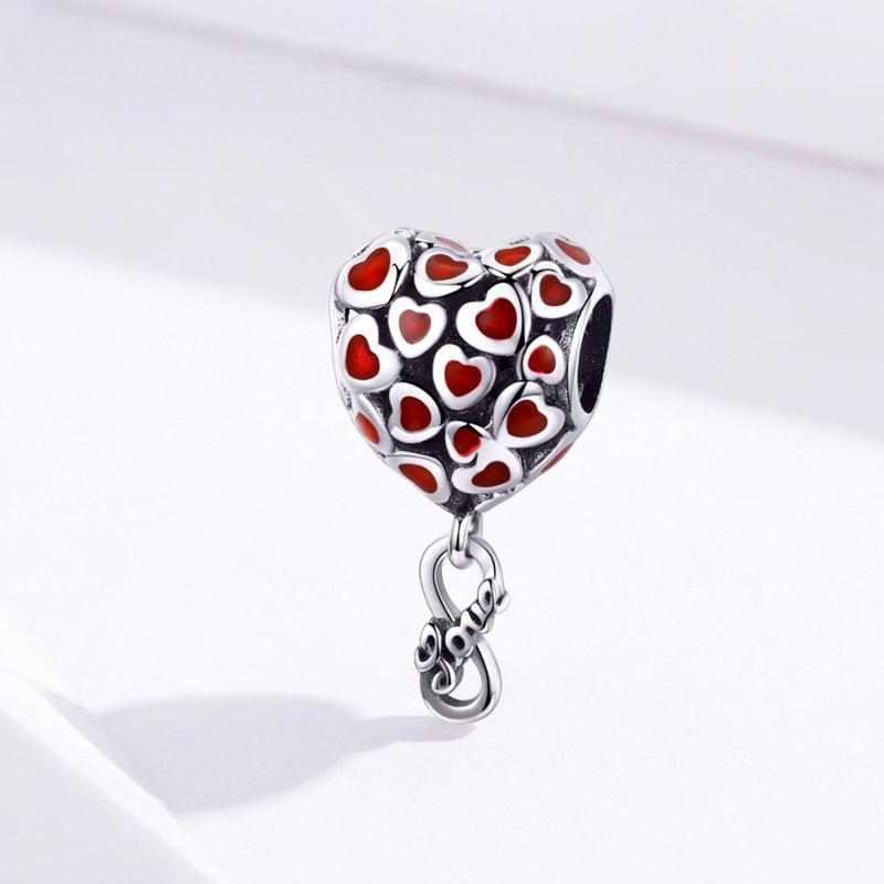 925 Sterling Silver Red Heart Beads For Diy Bracelets & Necklaces
