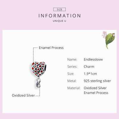 925 Sterling Silver Red Heart Beads For Diy Bracelets & Necklaces