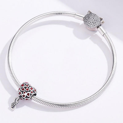 925 Sterling Silver Red Heart Beads For Diy Bracelets & Necklaces