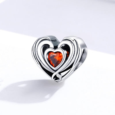 925 Sterling Silver Diy Heart Beads For Bracelets & Necklaces