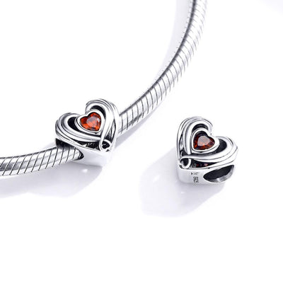 925 Sterling Silver Diy Heart Beads For Bracelets & Necklaces