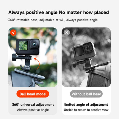 360 Degree Backpack Clip Mount for Action Camera - Rotating