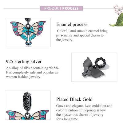 925 Sterling Silver Artistic Butterfly Pendant For Diy Bracelets & Necklaces