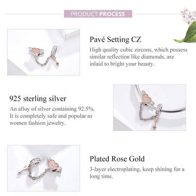 925 Sterling Silver Heart Safety Chain For Diy Bracelets