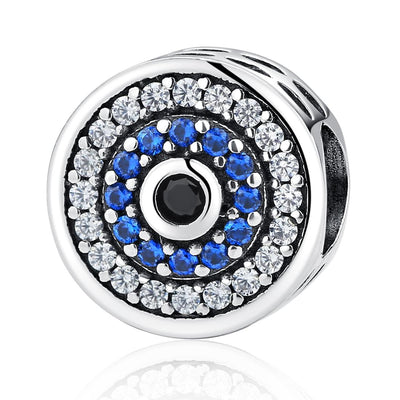 925 Sterling Silver Blue Eye Inlaid Bead Bracelet