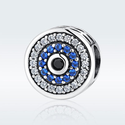 925 Sterling Silver Blue Eye Inlaid Bead Bracelet