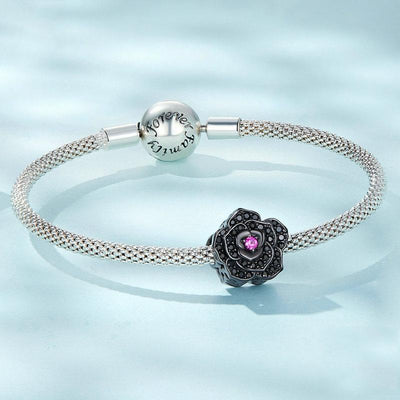 925 Sterling Silver Diy Black Rose Bead Bracelet