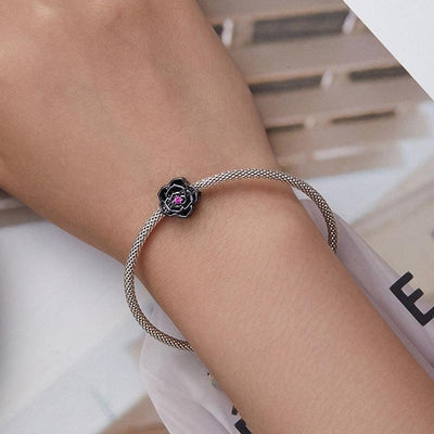 925 Sterling Silver Diy Black Rose Bead Bracelet