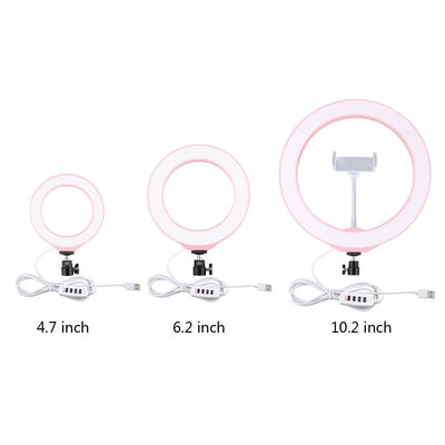 26Cm Dimmable Led Ring Light With Tripod And Phone Clamp - Black