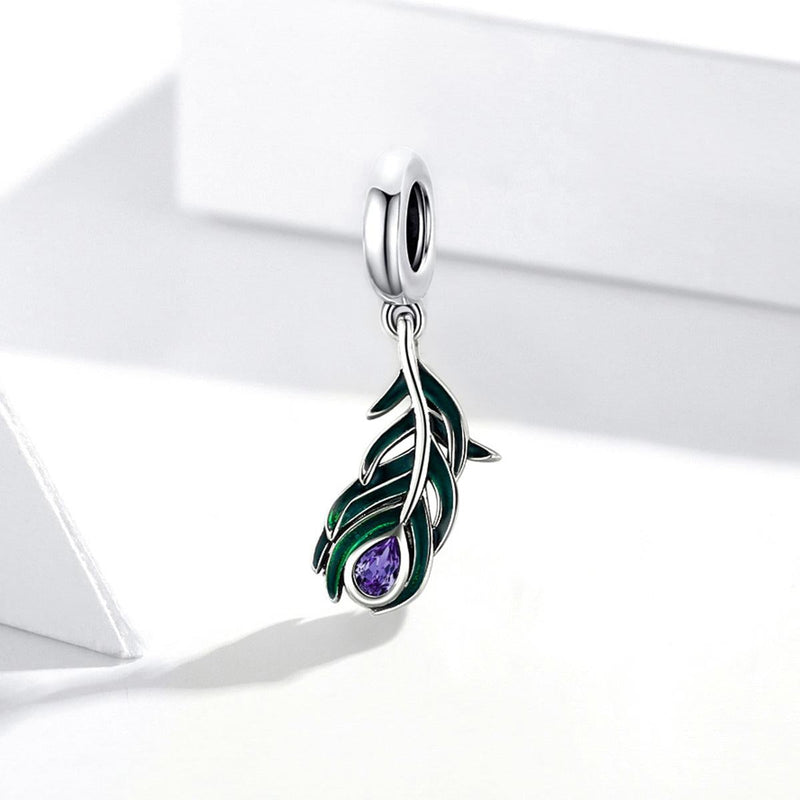 925 Sterling Silver Peacock Feather Pendant For Diy Bracelet Or Necklace