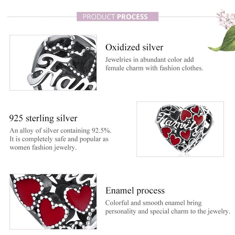 925 Sterling Silver Family Love Beads For Diy Bracelets & Necklaces
