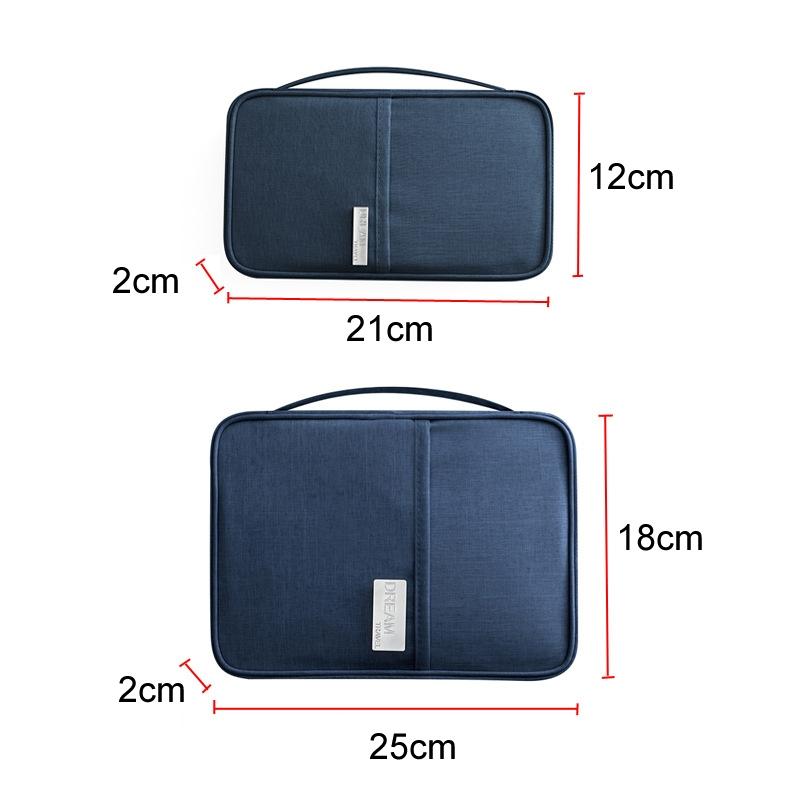 Waterproof Travel Document Bag Black Large - Navy Blue Small