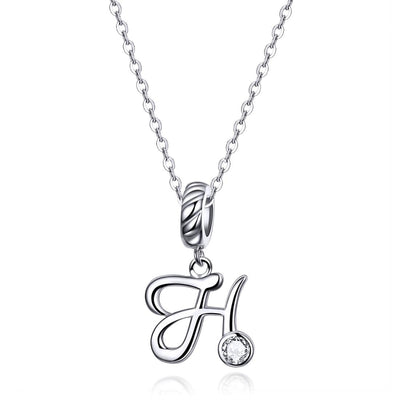 925 Sterling Silver Letter Pendant For Diy Bracelet Or Necklace Style - H