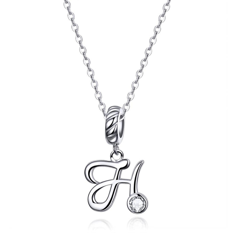 925 Sterling Silver Letter Pendant For Diy Bracelet Or Necklace Style - H
