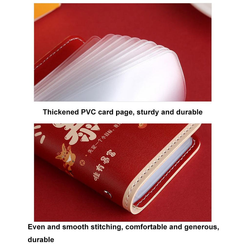 Festive Cartoon Snap Anti Degaussing Card Holder Lucky Change Id Storage Bag - Red