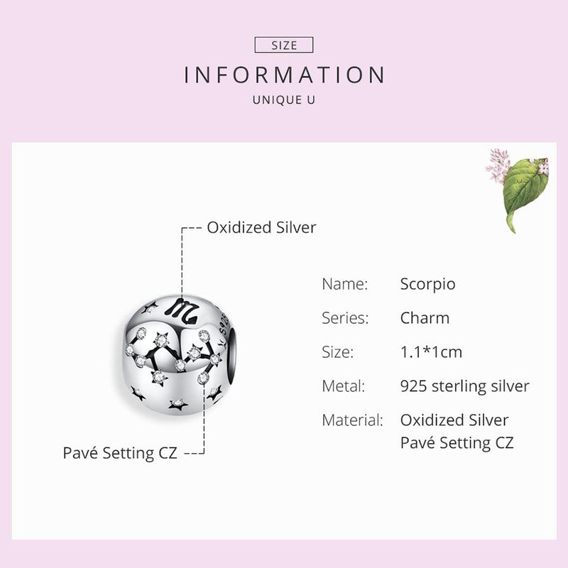 925 Sterling Silver Diy Beaded Bracelet For Scorpio Style - Scorpio