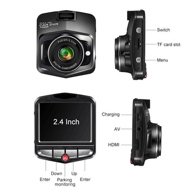 2.4 Car Dvr with Parking Monitoring & Loop Recording - Black