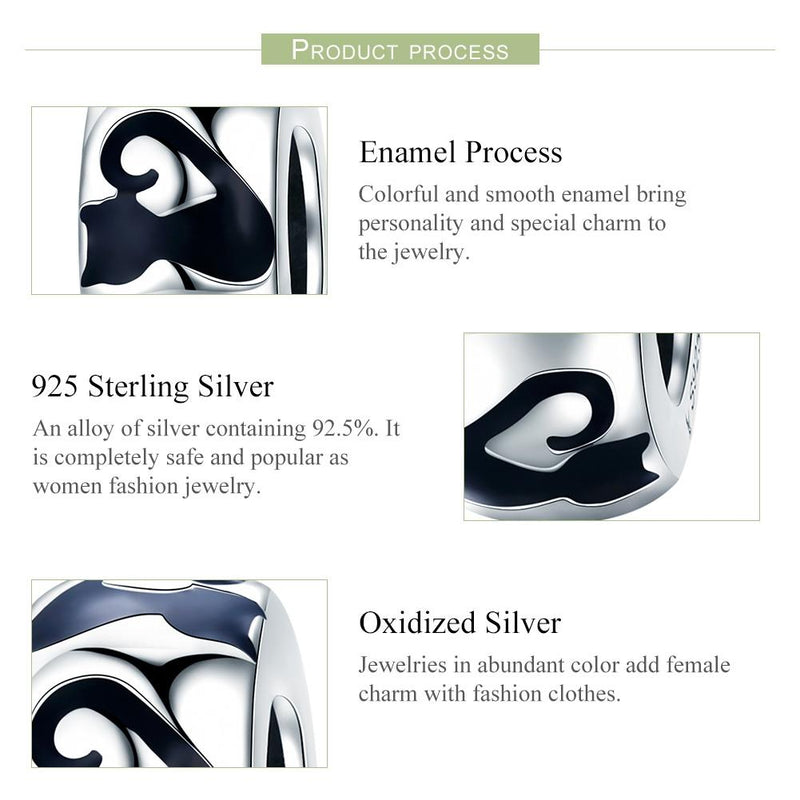 925 Sterling Silver Cat Silhouette Pendant For Diy Bracelets & Necklaces