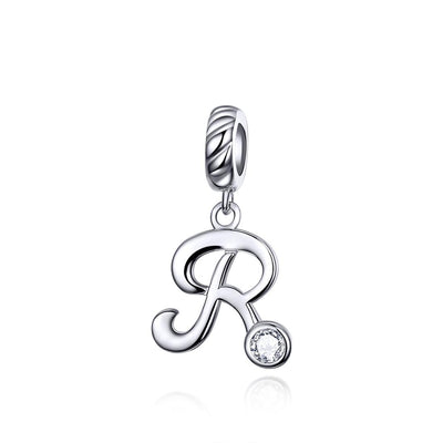 925 Sterling Silver Personalized Letter Pendant For Diy Bracelets & Necklaces Style - R