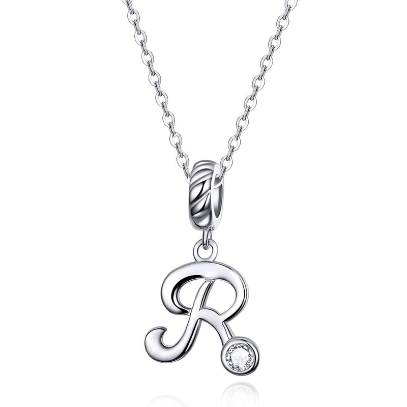 925 Sterling Silver Personalized Letter Pendant For Diy Bracelets & Necklaces Style - R