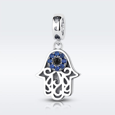 925 Sterling Silver Evil Eye Hand Charm Unique Design