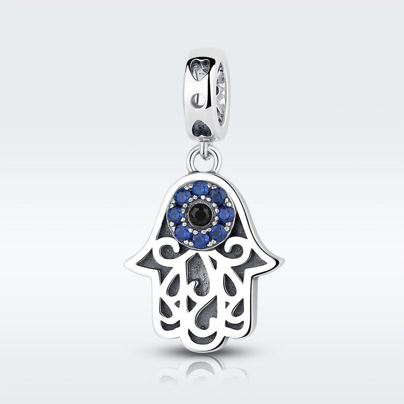 925 Sterling Silver Evil Eye Hand Charm Unique Design
