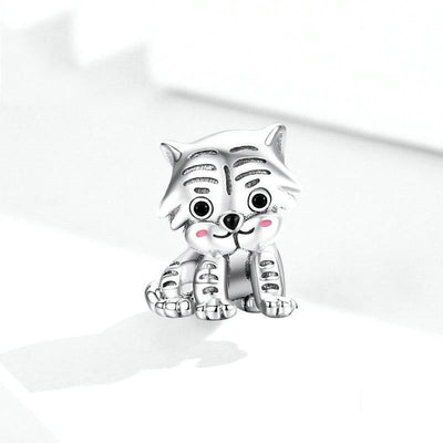 925 Sterling Silver Tiger Bead Pendant For Diy Bracelets & Necklaces