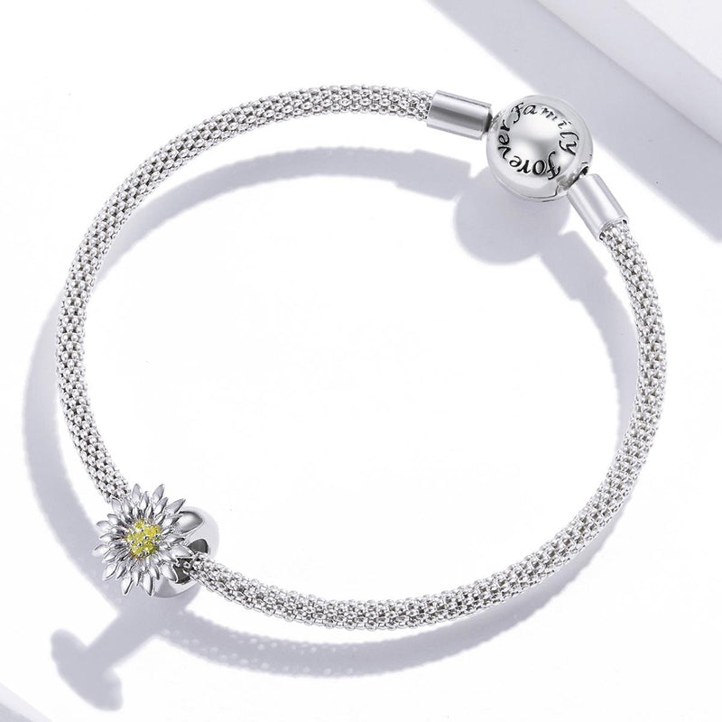 925 Sterling Silver Sunflower Bead Bracelet & Necklace Set