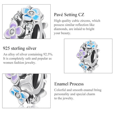 925 Sterling Silver Butterfly Love Flower Beads For Diy Bracelets & Necklaces