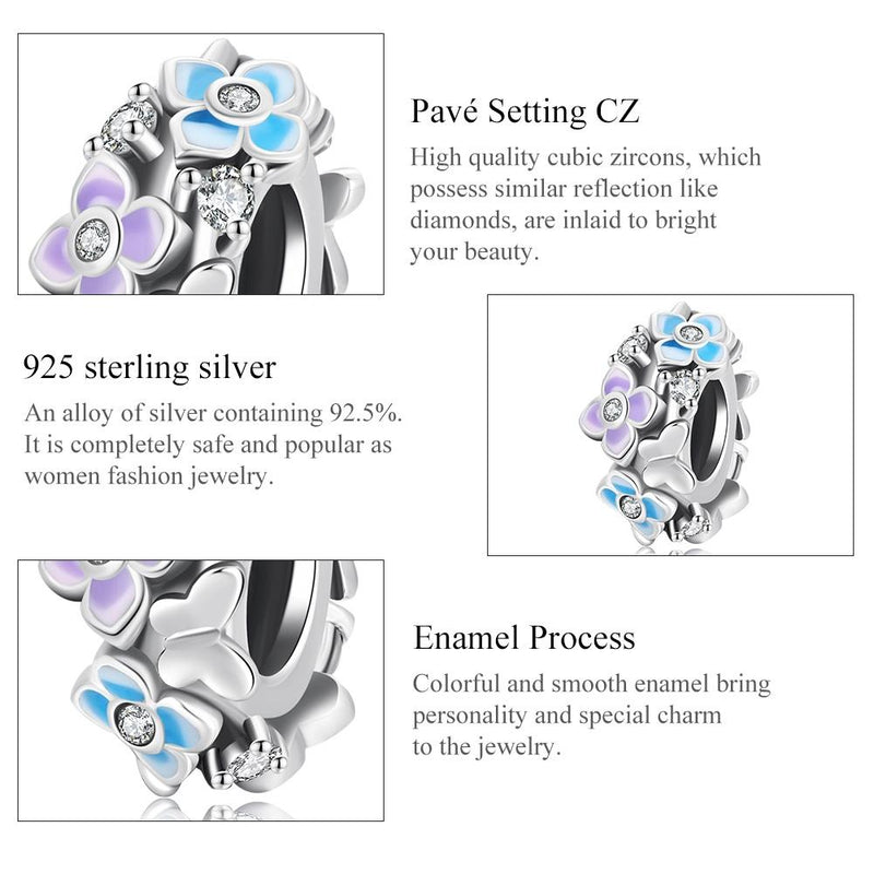 925 Sterling Silver Butterfly Love Flower Beads For Diy Bracelets & Necklaces