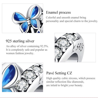 925 Sterling Silver Butterfly Beads For Diy Bracelets & Necklaces