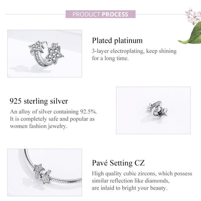 925 Sterling Silver Star Beaded Bracelet / Necklace Set