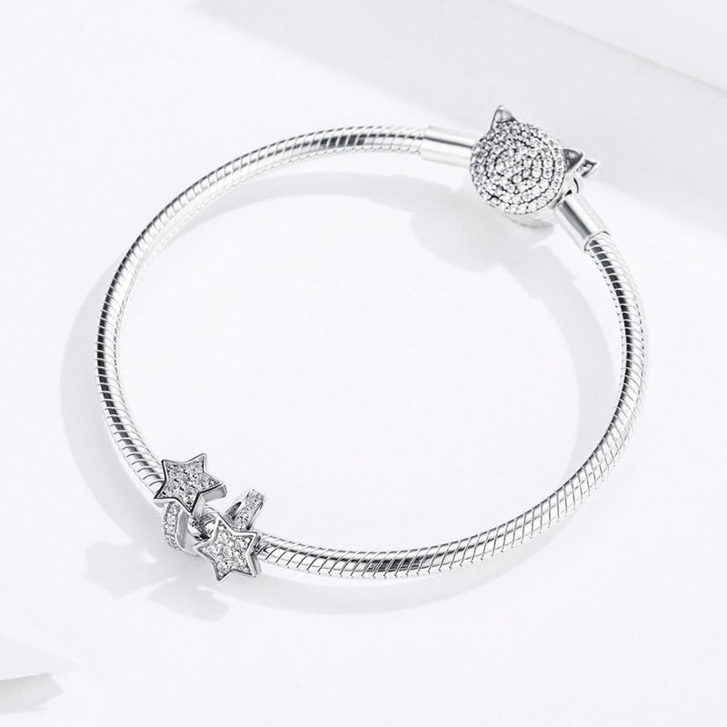 925 Sterling Silver Star Beaded Bracelet / Necklace Set