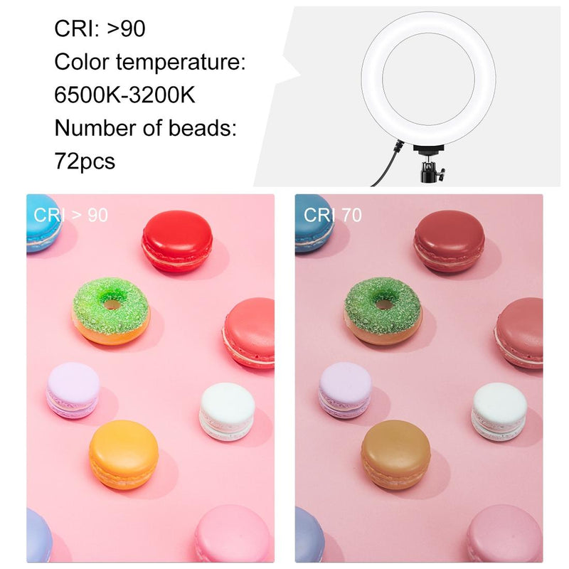 16Cm Usb Led Ring Light With Tripod And 3 Modes - Black