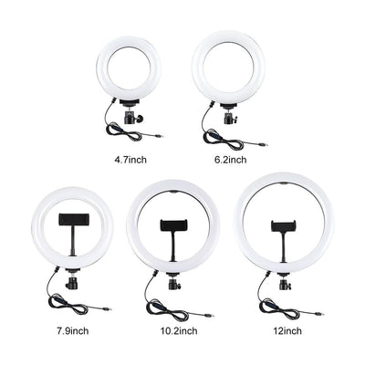 16Cm Usb Led Ring Light With Tripod And 3 Modes - Black