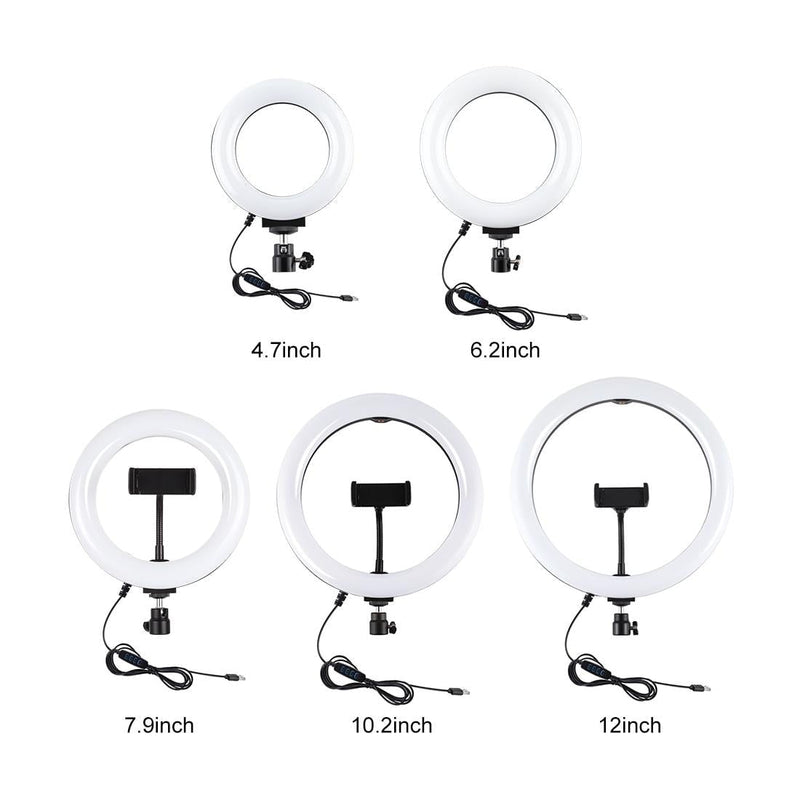 16Cm Usb Led Ring Light With Tripod And 3 Modes - Black