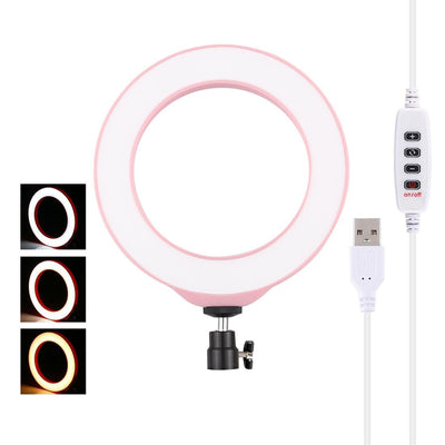 16Cm Usb Led Ring Light With Tripod And 3 Modes - Black