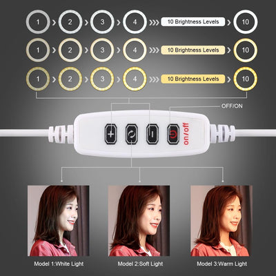 16Cm Usb Led Ring Light With Tripod And 3 Modes - Black