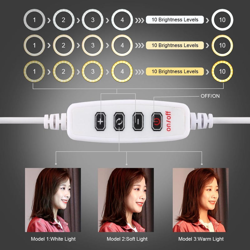 16Cm Usb Led Ring Light With Tripod And 3 Modes - Black