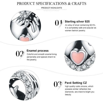 925 Sterling Silver Heart Diamond Accessories