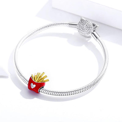 925 Sterling Silver Delicious Fries Food Beads For Diy Bracelets & Necklaces