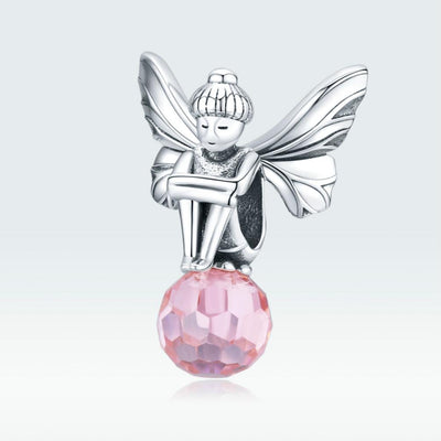 925 Sterling Silver Flower Fairy Beaded Pink Glass Zircon Bracelet Accessories